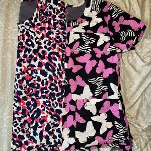 Colorful Animal and Butterfly Print Scrub Tops
